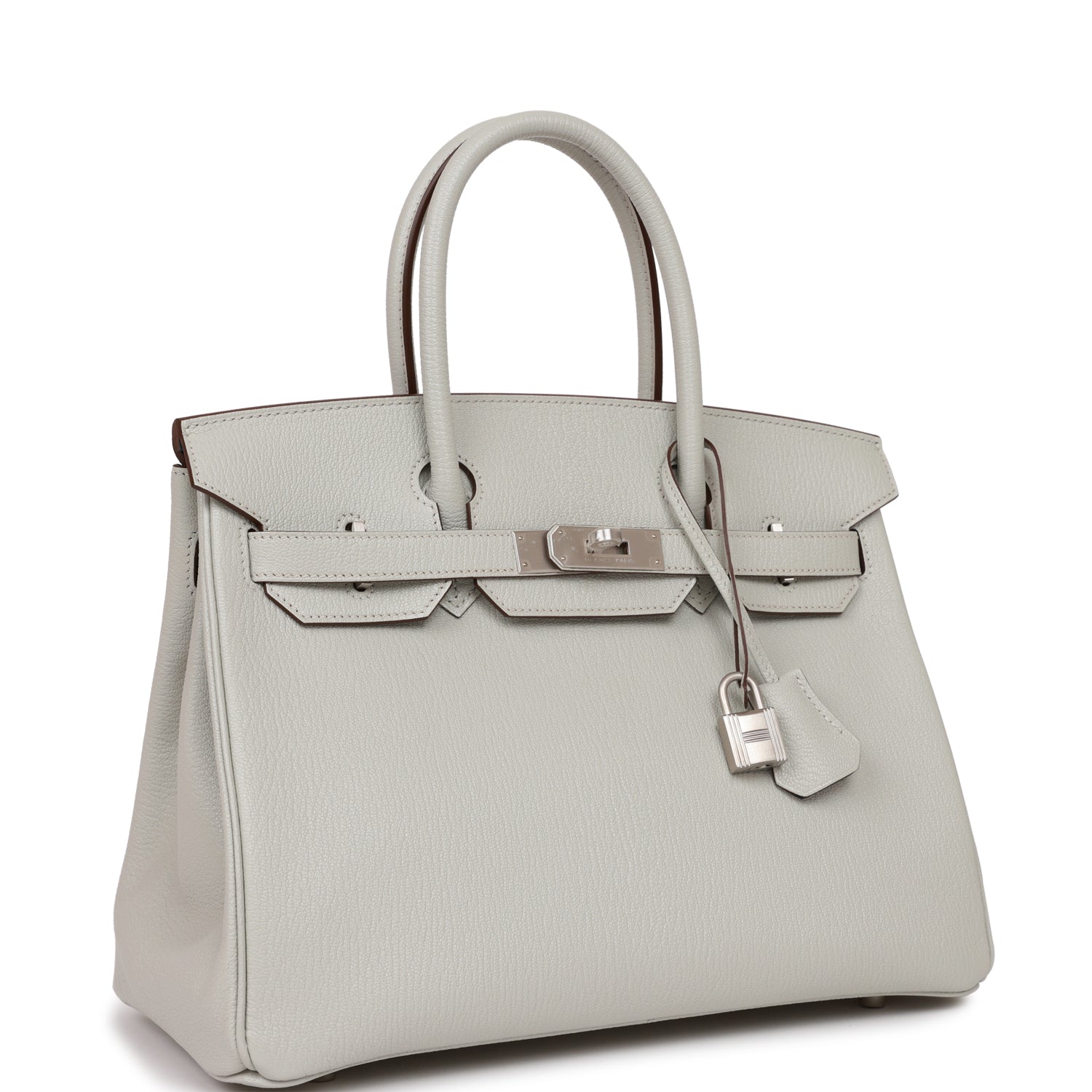 Hermes Birkin Gris Perle Verso Chevre Brushed Palladium Travel Bag