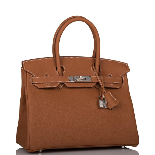 Hermes Birkin Togo Palladium Hardware Handbag Gold Travel Bag Palladium Hardware