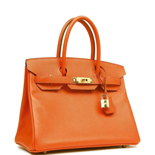 Hermes Birkin Feu Epsom Hardware Handbag Gold Travel Bag Gold Hardware