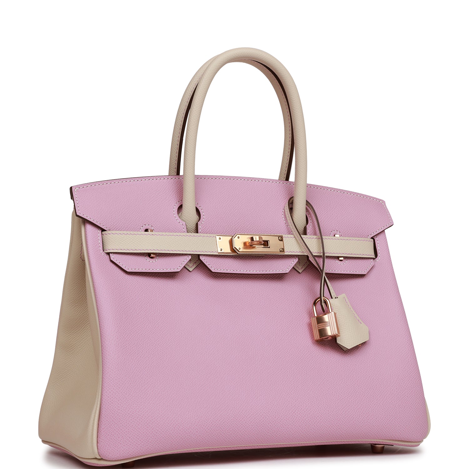 Hermes Special Order Hss Birkin Mauve Sylvestre And Craie Gold Travel Bag