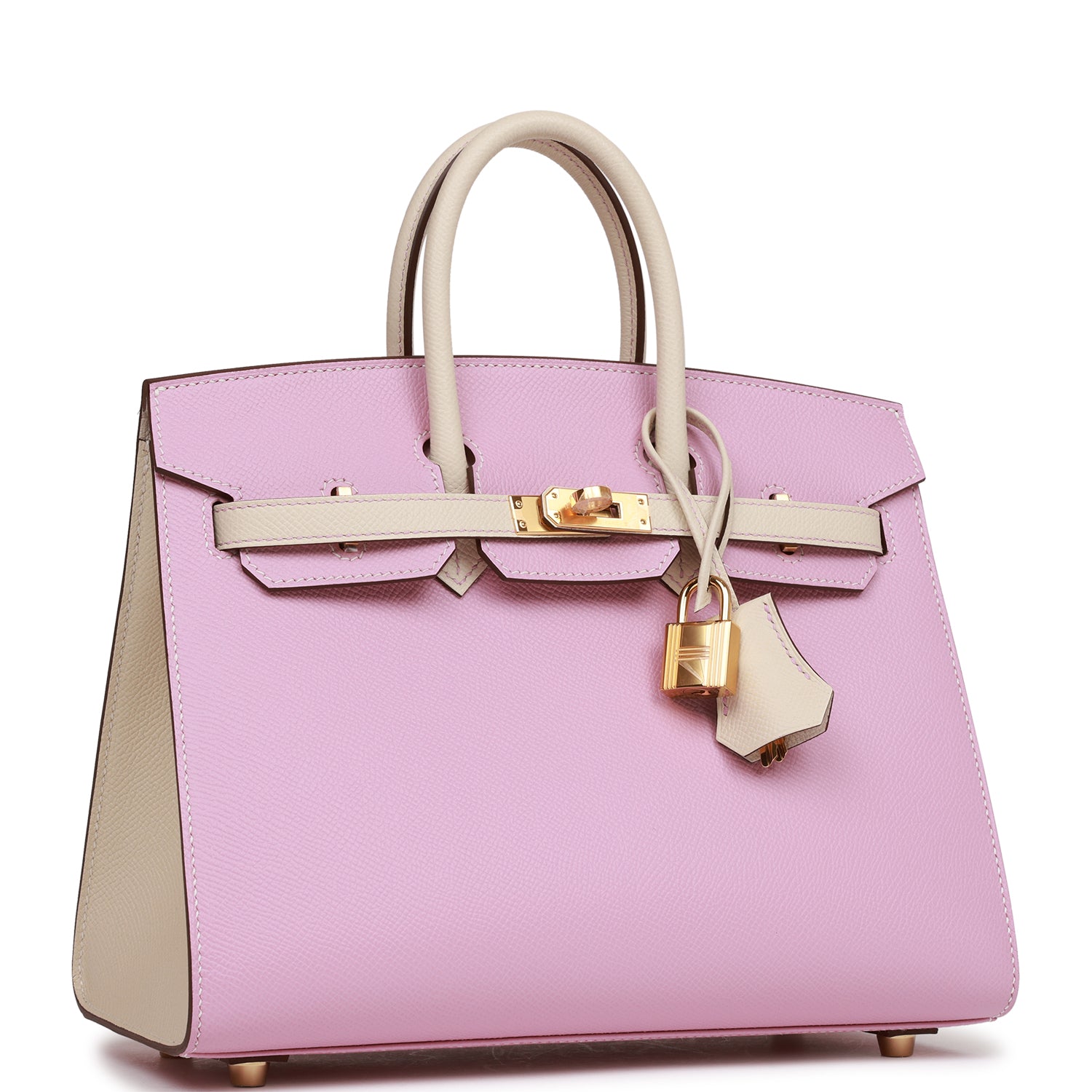 Hermes Birkin Sellier Mauve Sylvestre And Craie Epsom Gold Travel Bag