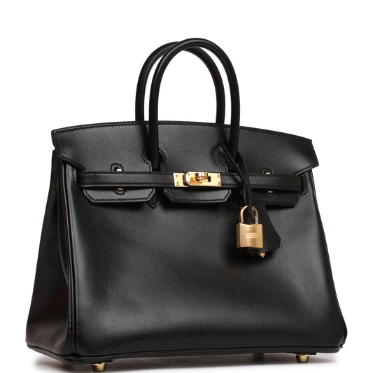 Hermes Birkin Tadelakt Hardware Handbag Black Gold Travel Bag