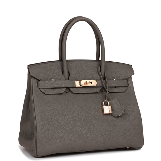 Hermes Birkin Gris Meyer Togo Rose Hardware Handbag Gold Travel Bag Hardware 2