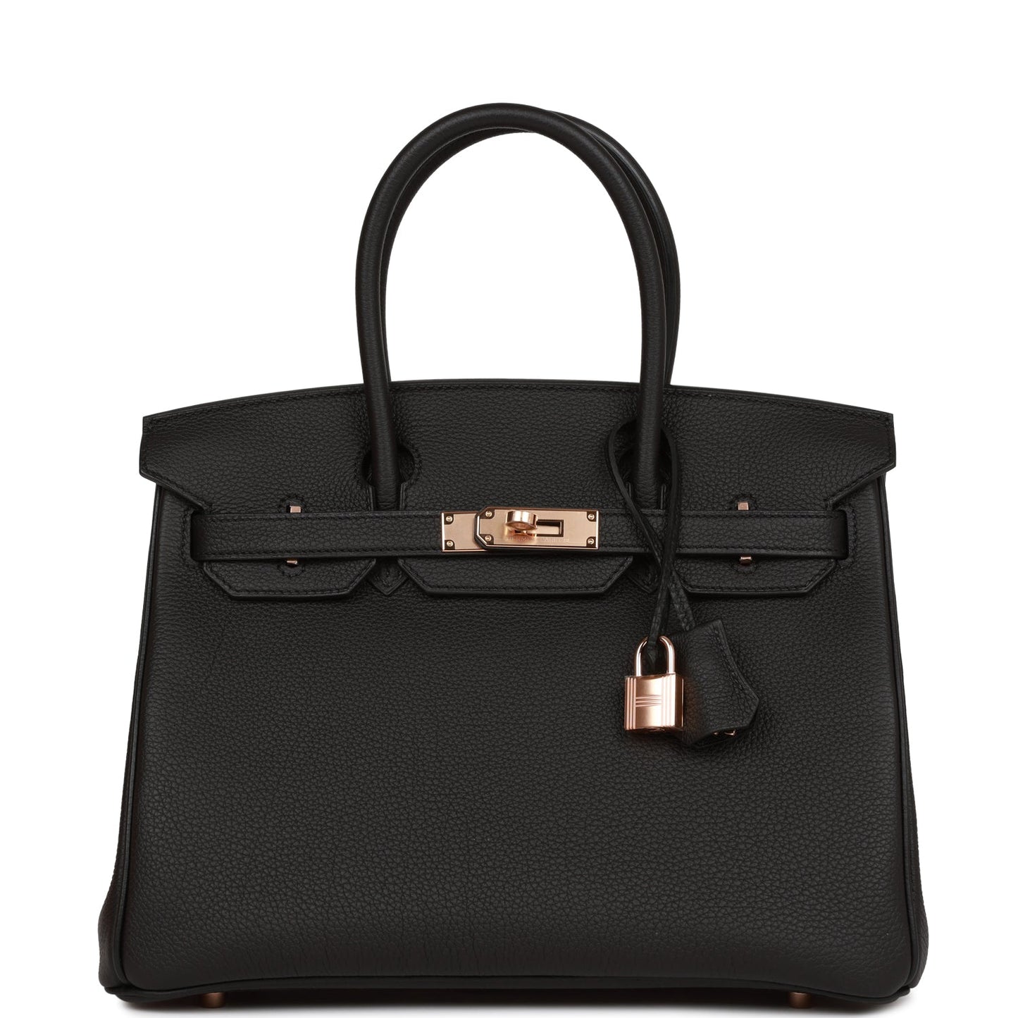 Hermes Birkin Togo Rose Hardware Handbag Black Gold Travel Bag Hardware 6