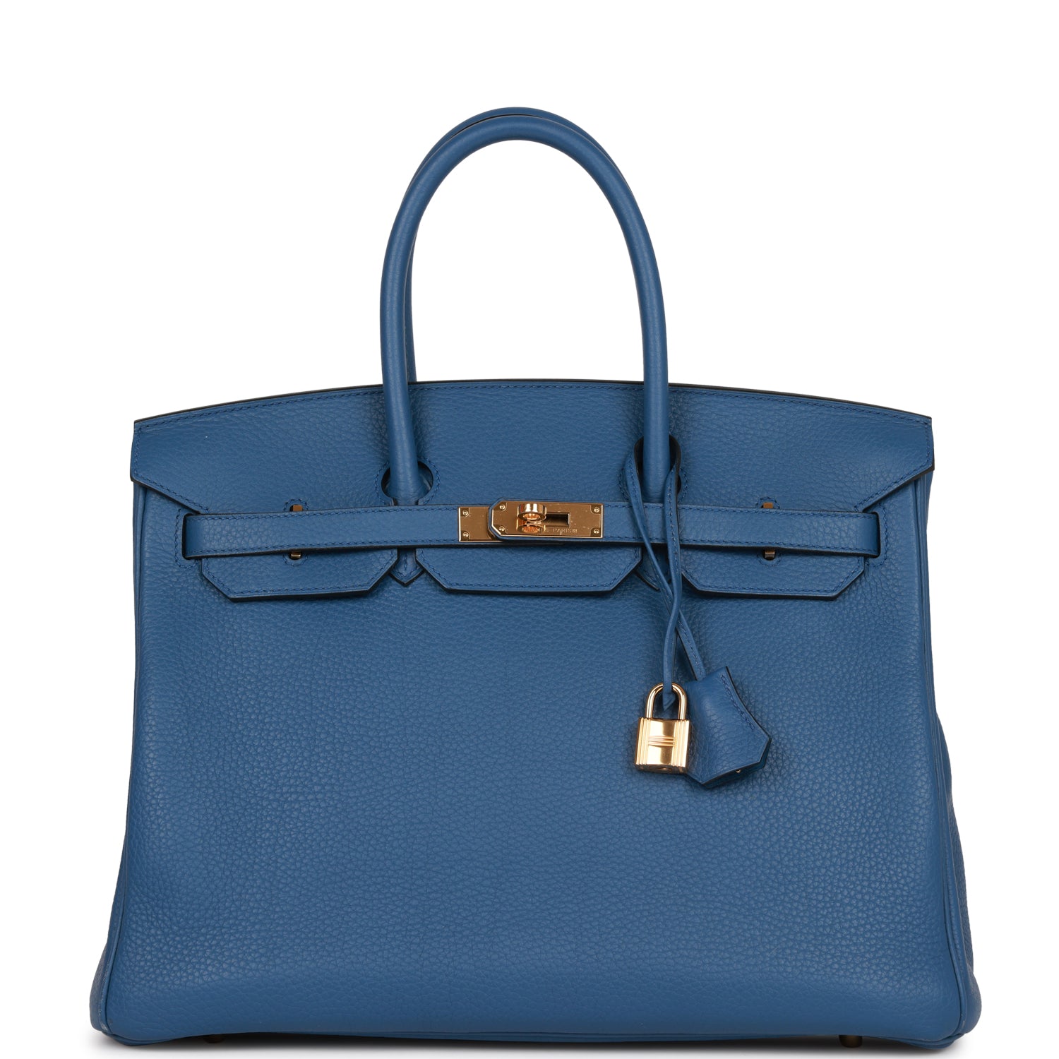 Hermes Birkin Bleu Agate Togo Hardware Handbag Gold Travel Bag