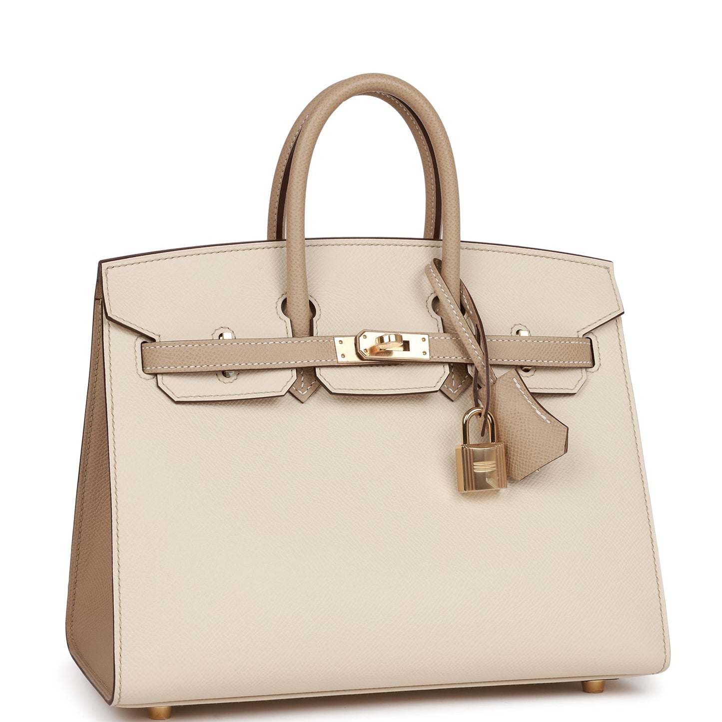 Hermes Birkin Sellier Craie And Trench Epsom Permabrass Travel Bag
