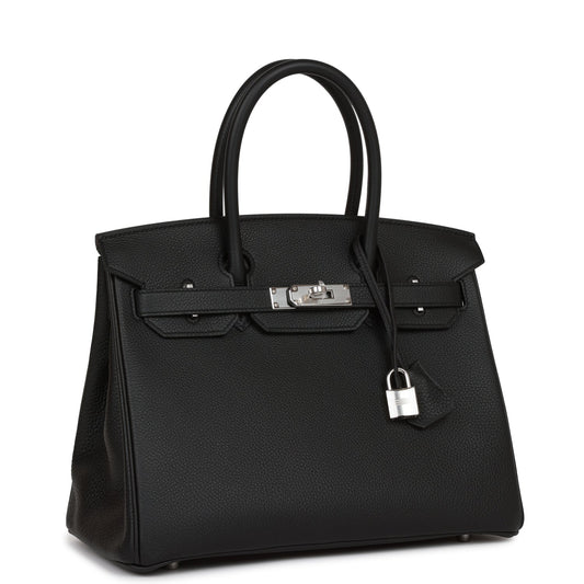 Hermes Birkin Togo Palladium Hardware Handbag Black Travel Bag 30