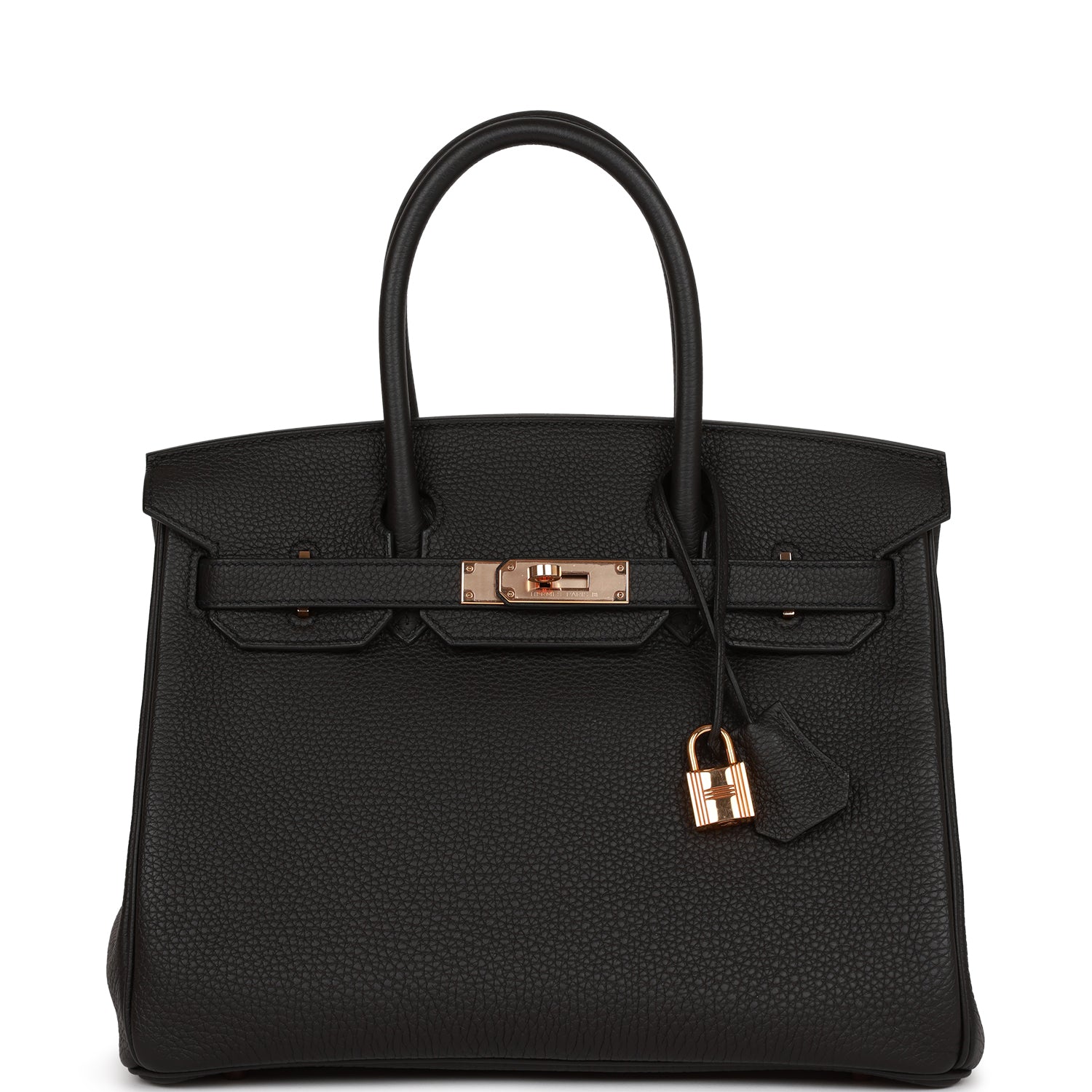 Hermes Birkin Togo Rose Hardware Handbag Black Gold Travel Bag 8