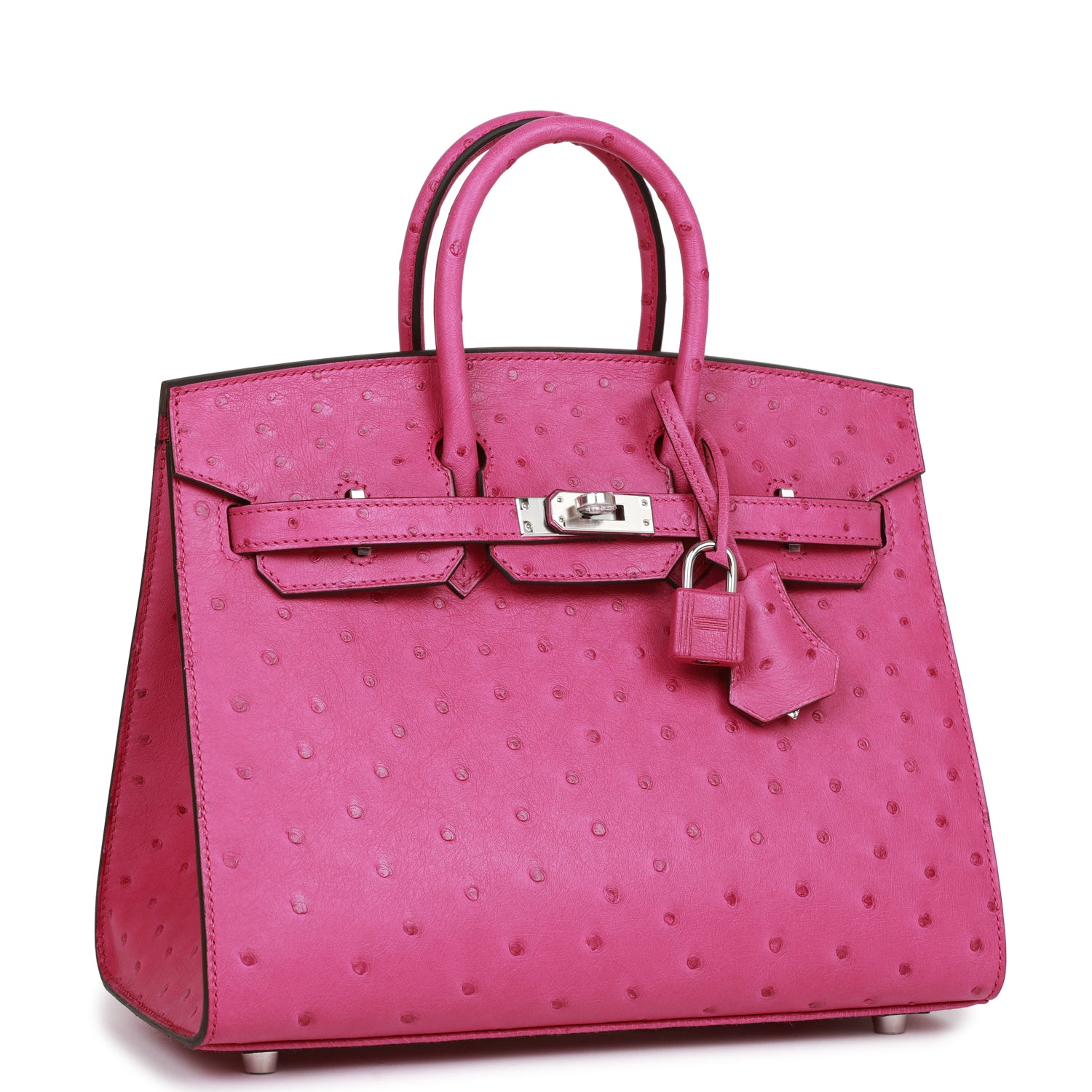 Hermes Birkin Sellier Rose Pourpre Ostrich Palladium Hardware Travel Bag