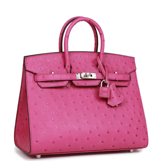 Hermes Birkin Sellier Rose Pourpre Ostrich Palladium Hardware Travel Bag