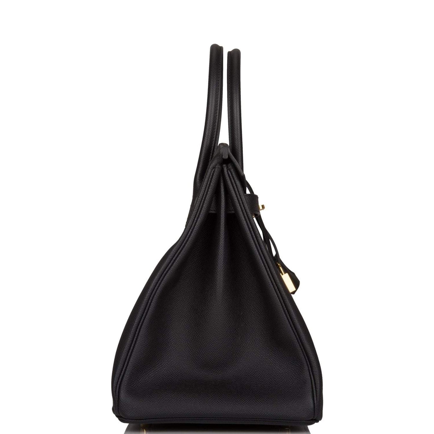Hermes Birkin Epsom Hardware Handbag Black Gold Travel Bag