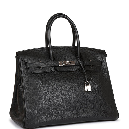 Hermes Birkin Clemence Palladium Hardware Handbag Black Travel Bag