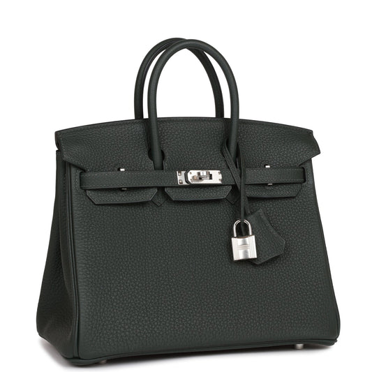 Hermes Birkin Vert Fonce Togo Palladium Hardware Handbag Travel Bag