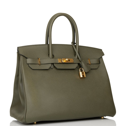 Hermes Birkin Vert De Gris Epsom Hardware Handbag Gold Travel Bag