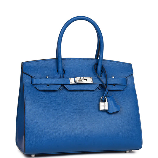 Hermes Birkin Sellier Bleu France Epsom Palladium Hardware Handbag Travel Bag