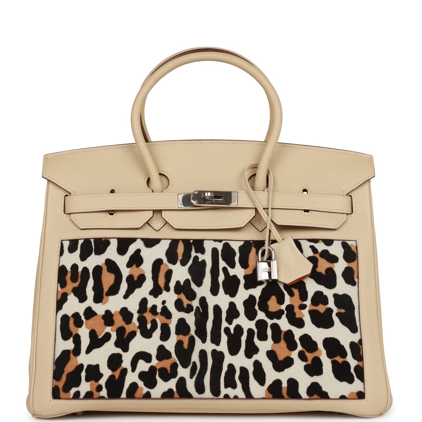 Hermes Birkin Parchemin Togo And Leopard Troika Palladium Travel Bag