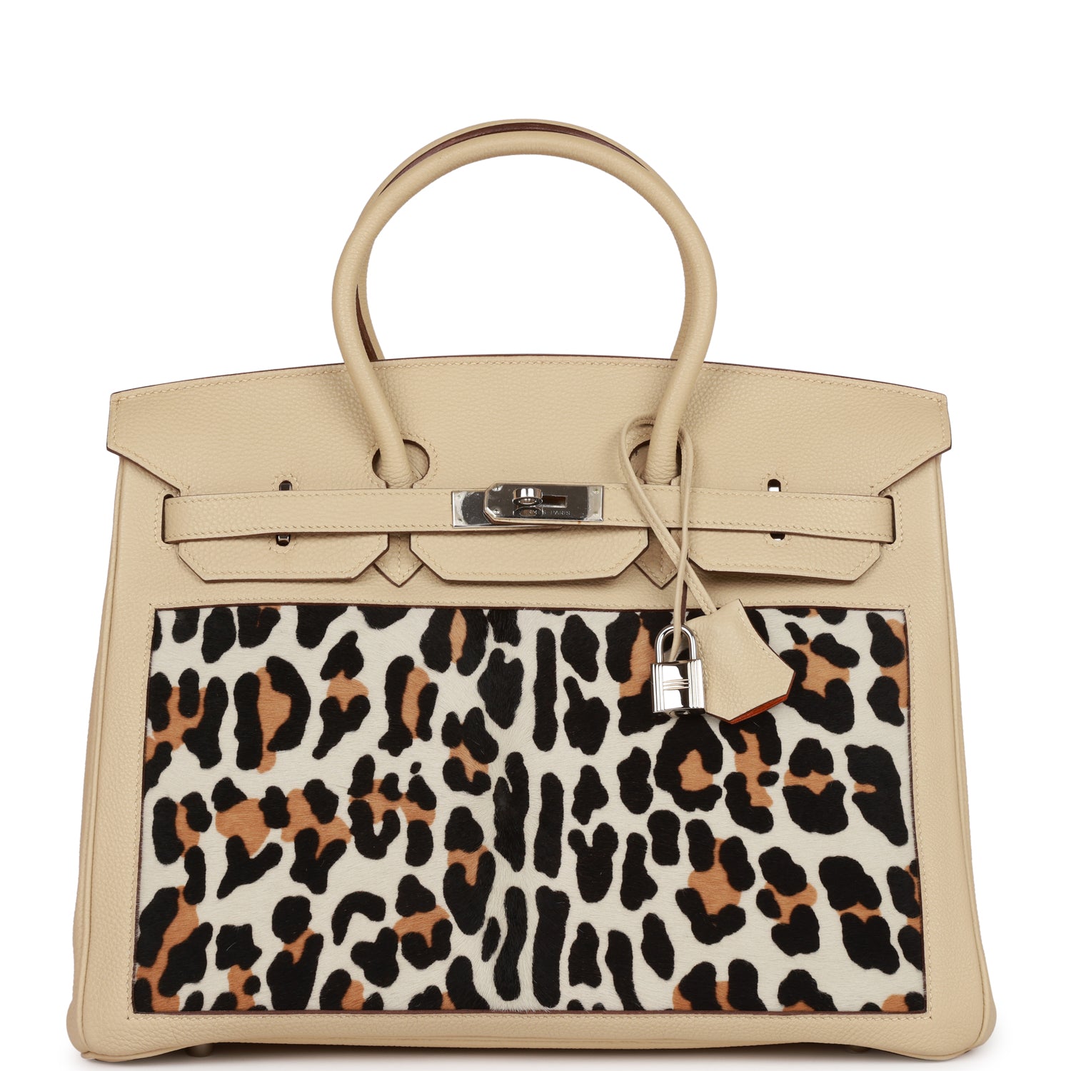 Hermes Birkin Parchemin Togo And Leopard Troika Palladium Travel Bag