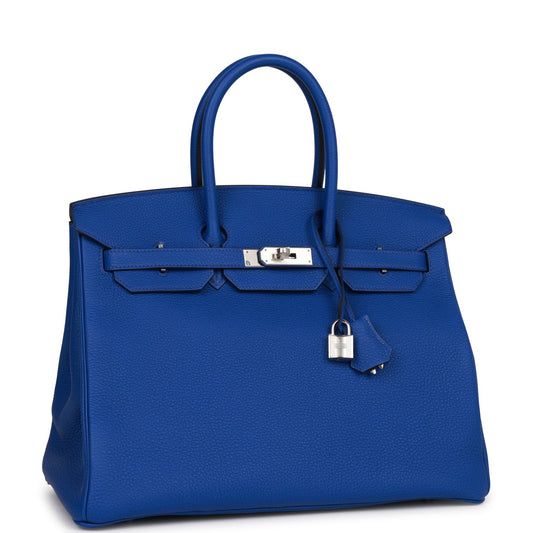 Hermes Birkin Bleu Royal Togo Palladium Hardware Handbag Travel Bag