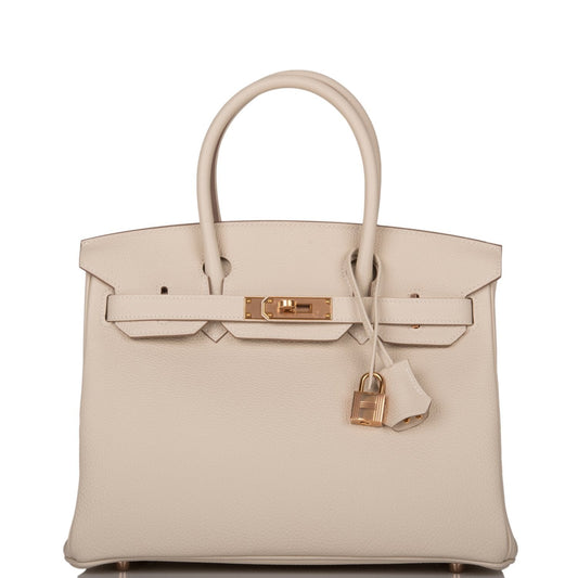Hermes Birkin Craie Togo Rose Hardware Handbag Gold Travel Bag Gold Hardware