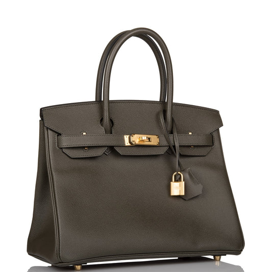 Hermes Birkin Vert De Gris Epsom Hardware Handbag Gold Travel Bag Gold Hardware