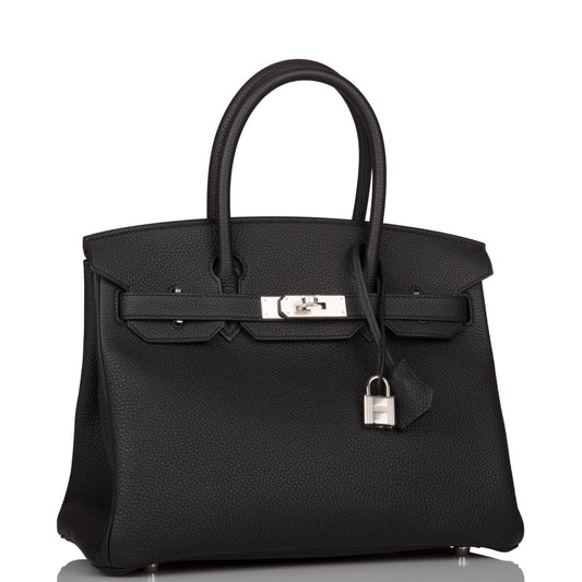 Hermes Birkin Togo Palladium Hardware Handbag Black Travel Bag 23