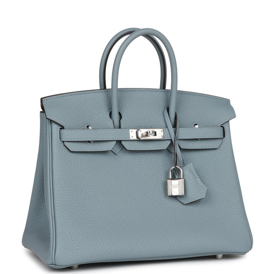 Hermes Birkin Bleu Lin Verso Togo Palladium Hardware Travel Bag Hardware 1