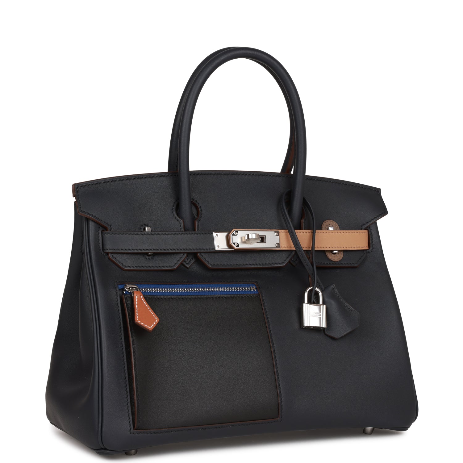 Hermes Colormatic Birkin Caban And Chai Swift Palladium Black Travel Bag