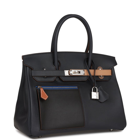 Hermes Colormatic Birkin Caban And Chai Swift Palladium Black Travel Bag