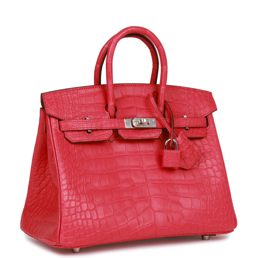 Hermes Birkin Rose Extreme Matte Alligator Palladium Hardware Travel Bag