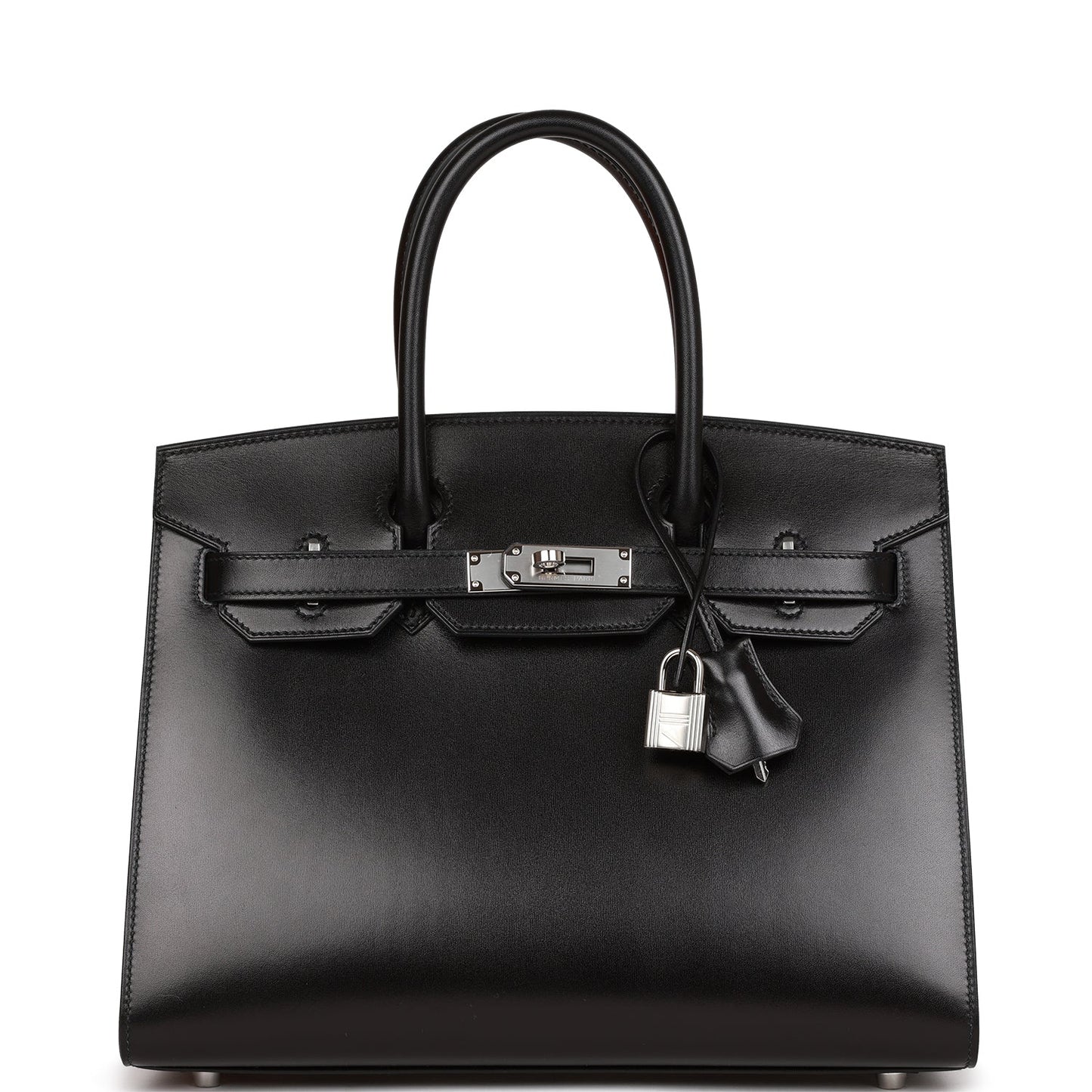 Hermes Birkin Sellier Box Palladium Hardware Handbag Black Travel Bag