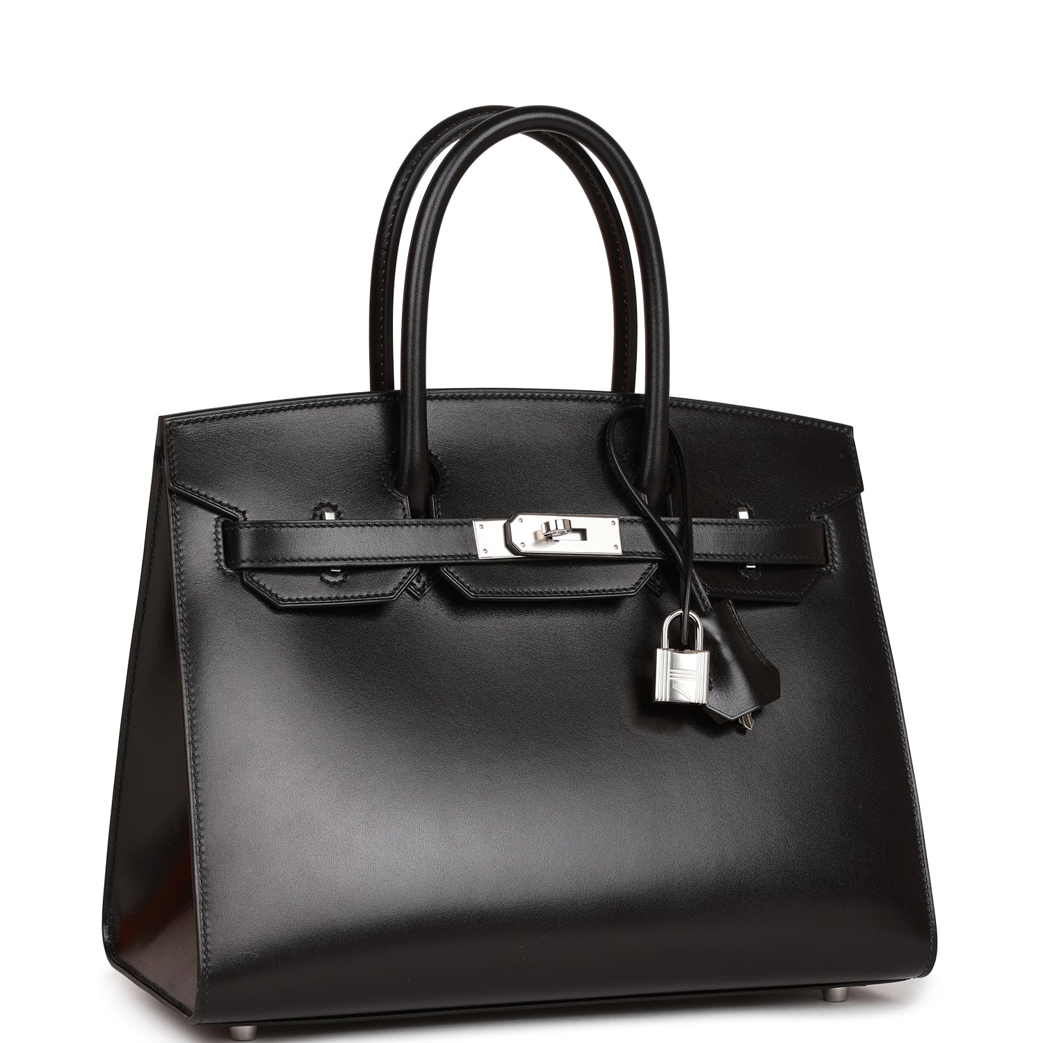 Hermes Birkin Sellier Box Palladium Hardware Handbag Black Travel Bag