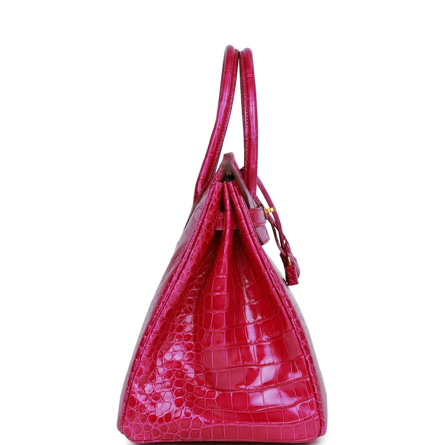 Hermes Birkin Rose Scheherazade Shiny Niloticus Crocodile Hardware Gold Travel Bag