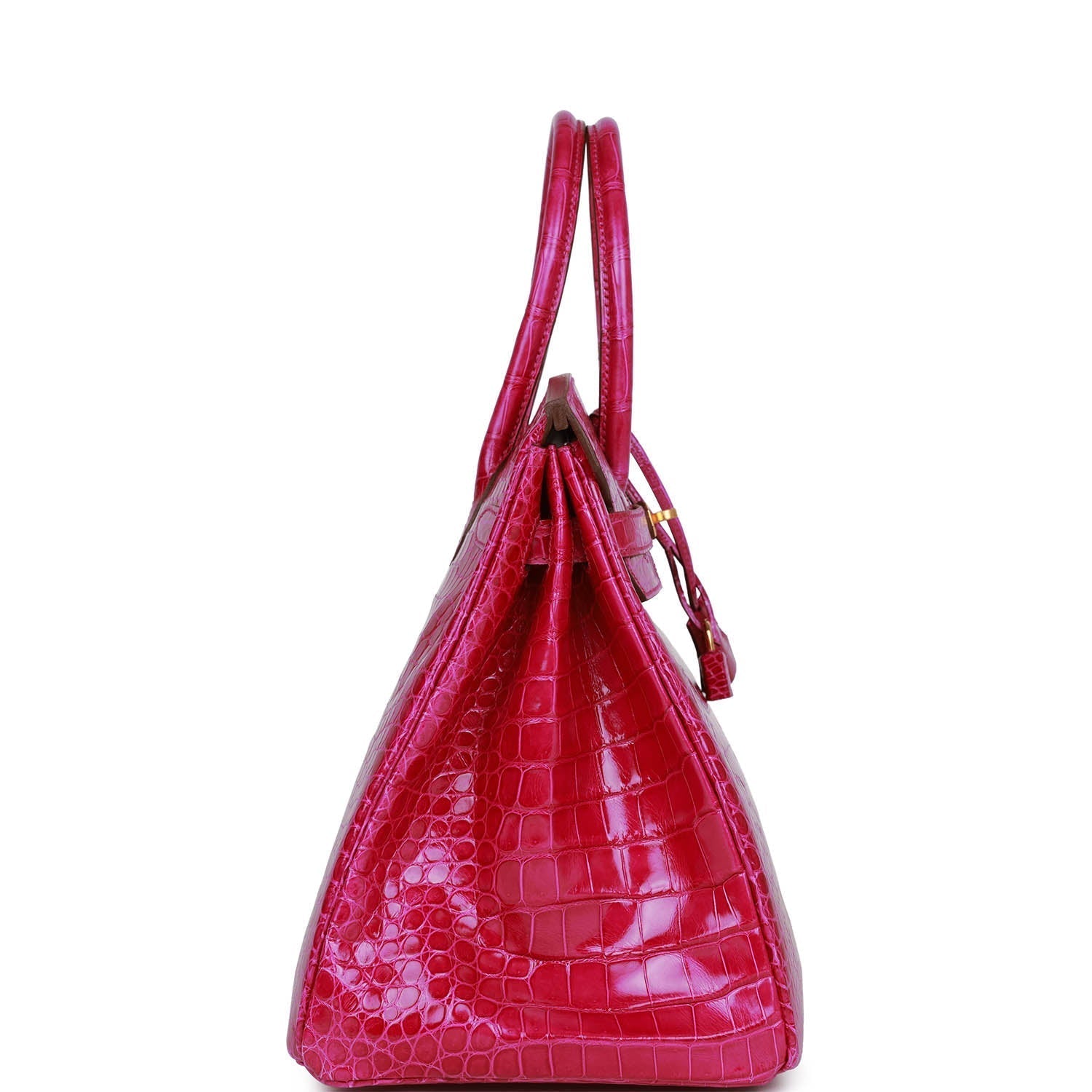 Hermes Birkin Rose Scheherazade Shiny Niloticus Crocodile Hardware Gold Travel Bag