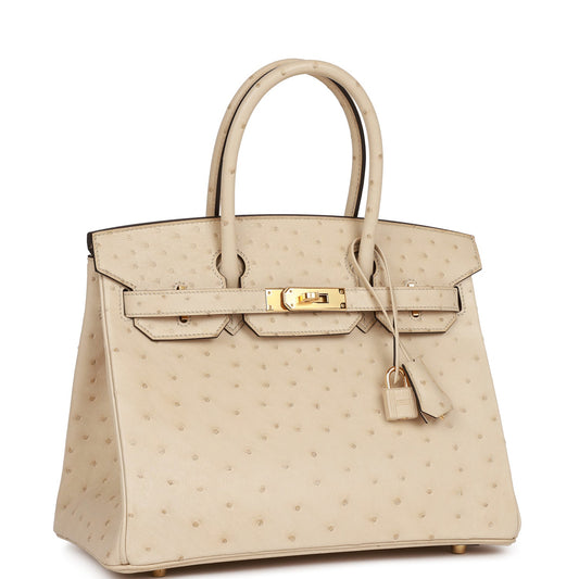 Hermes Birkin Parchemin Ostrich Hardware Handbag Gold Travel Bag