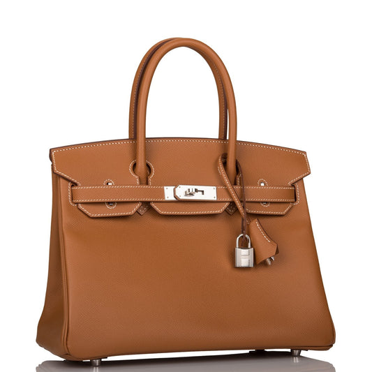 Hermes Birkin Epsom Palladium Hardware Handbag Gold Travel Bag