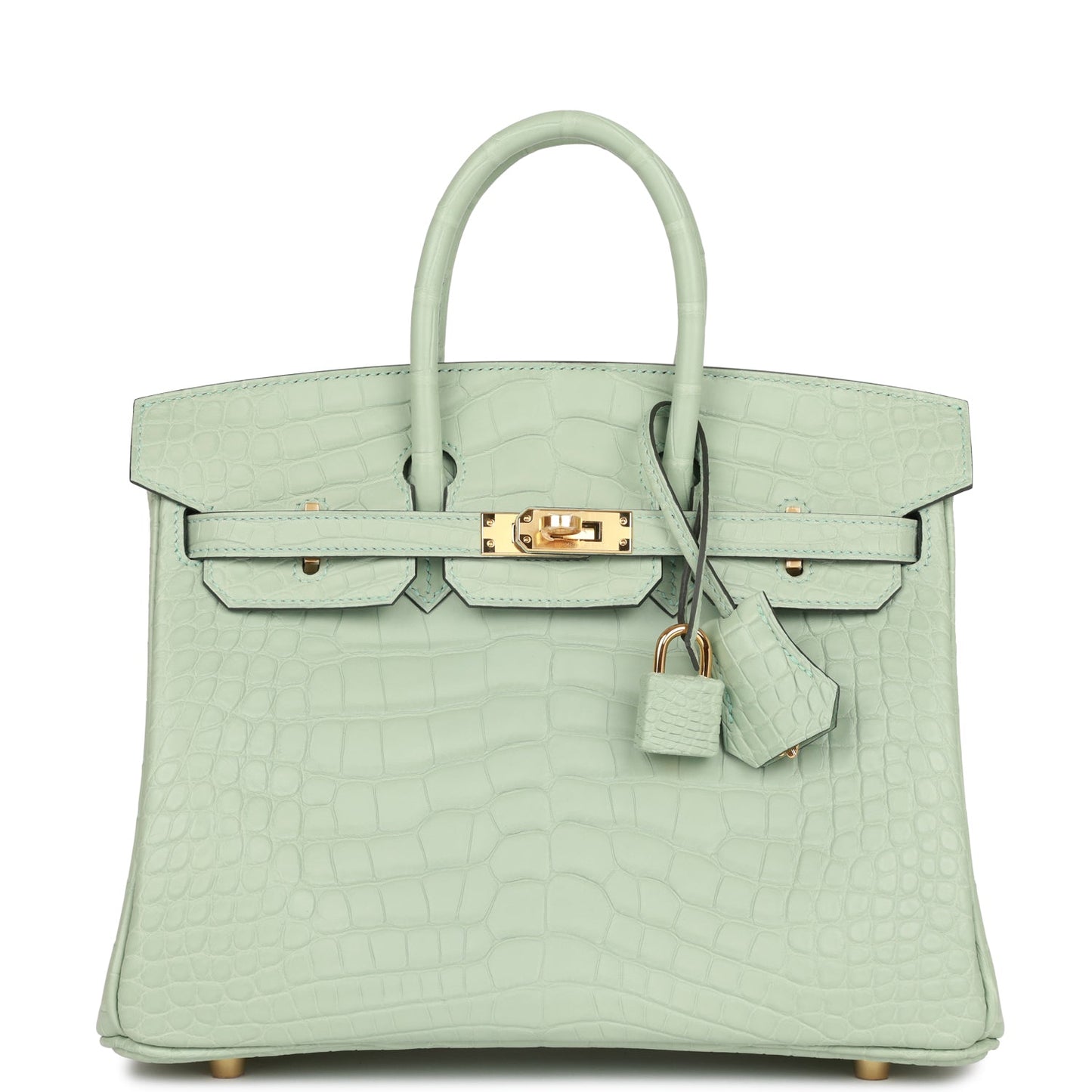Hermes Birkin Vert Eau Matte Alligator Hardware Handbag Gold Travel Bag