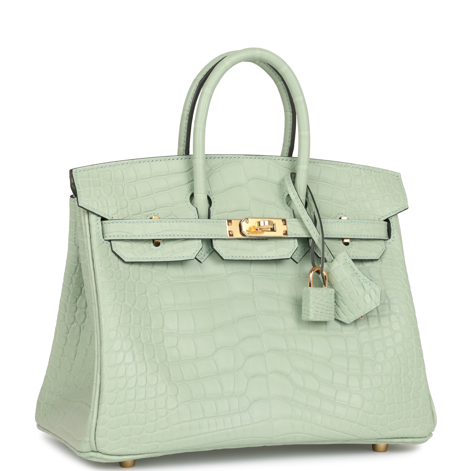 Hermes Birkin Vert Eau Matte Alligator Hardware Handbag Gold Travel Bag
