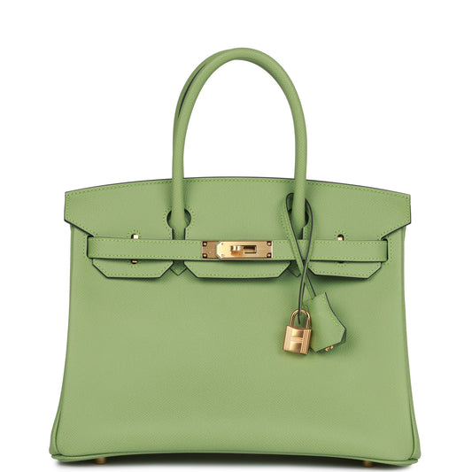 Hermes Birkin Vert Criquet Epsom Hardware Handbag Gold Travel Bag Gold Hardware