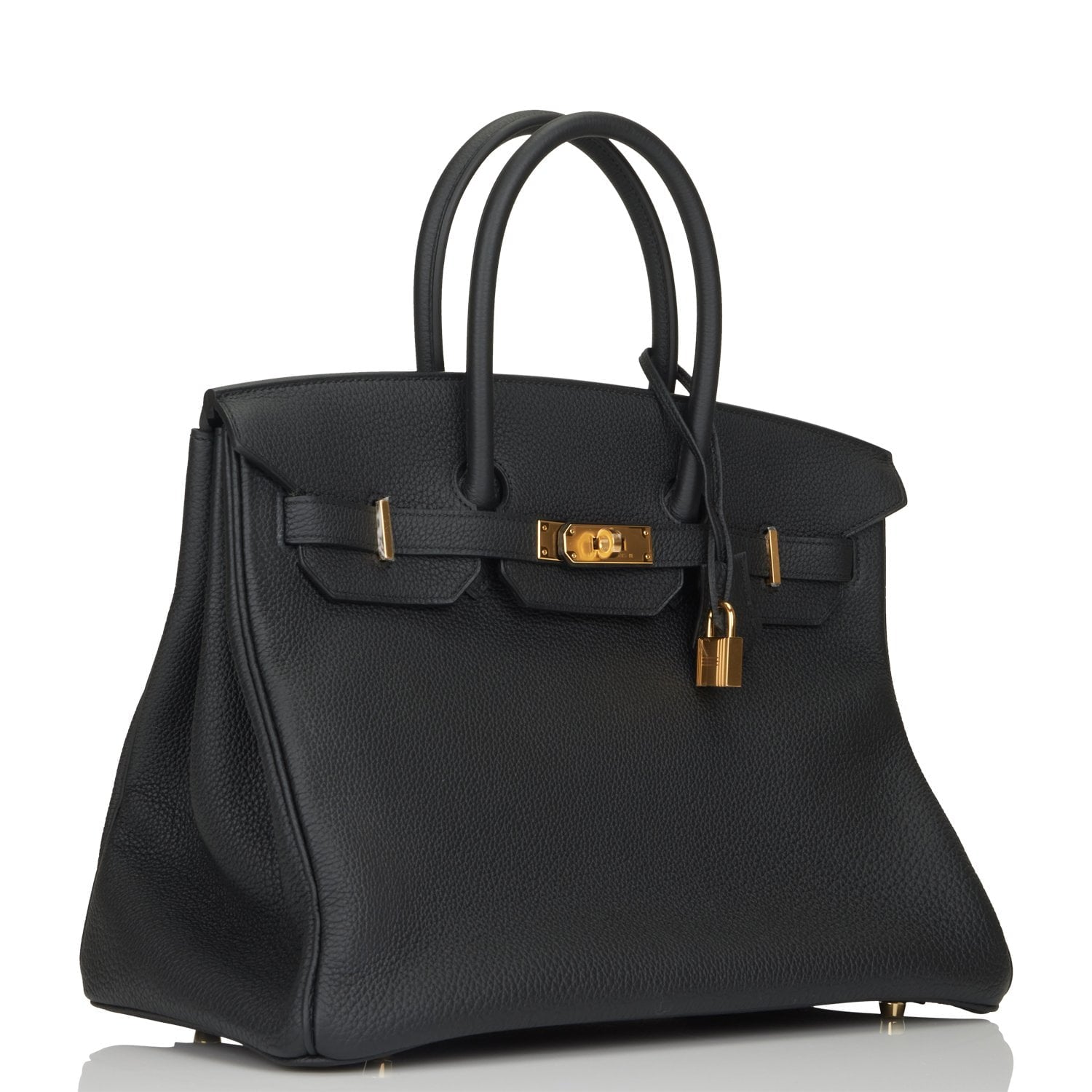 Hermes Birkin Togo Hardware Handbag Black Gold Travel Bag