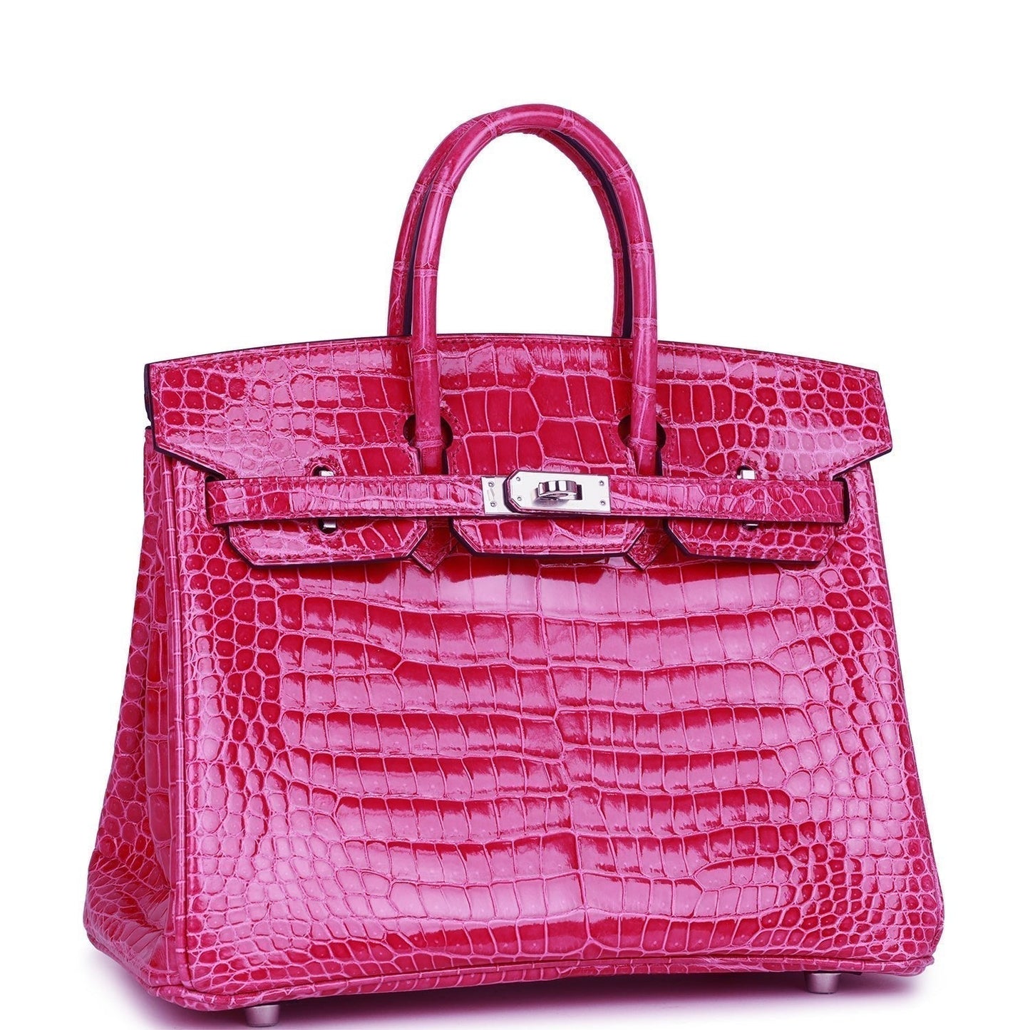 Hermes Birkin Rose Mexico Shiny Porosus Crocodile Palladium Travel Bag