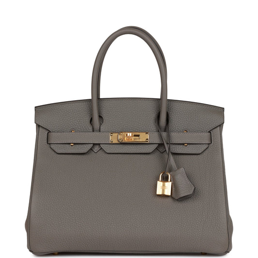 Hermes Birkin Gris Meyer Togo Hardware Handbag Gold Travel Bag
