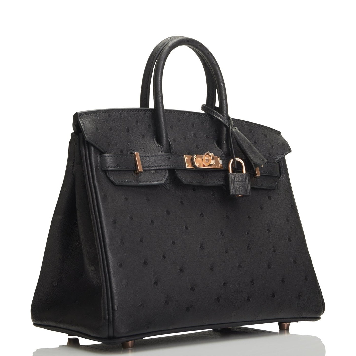 Hermes Birkin Ostrich Rose Hardware Handbag Black Gold Travel Bag Hardware 1