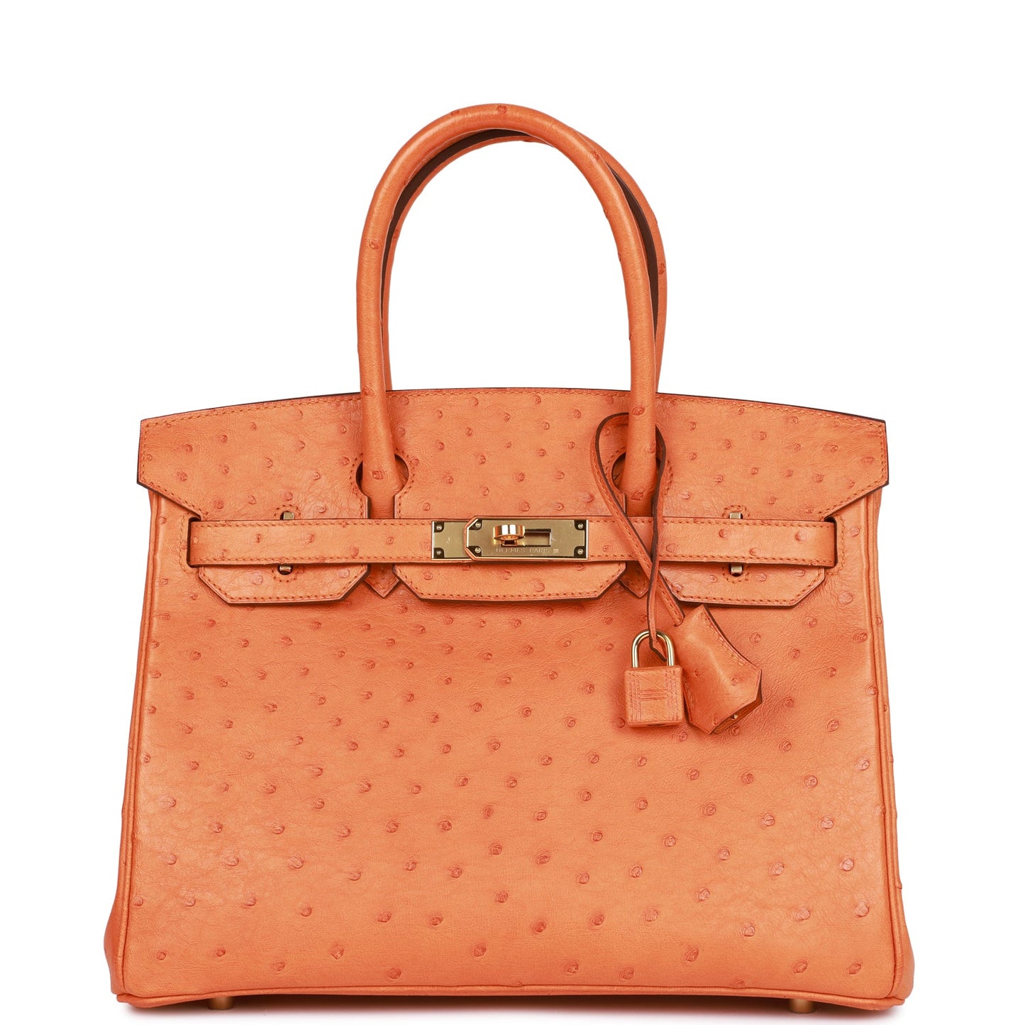 Hermes Birkin Abricot Ostrich Hardware Handbag Gold Travel Bag