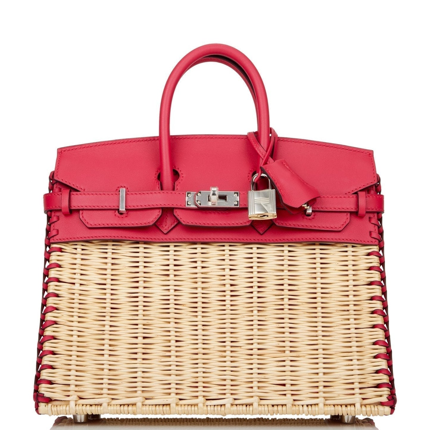 Hermes Picnic Sellier Birkin Framboise Swift Palladium Hardware Handbag Travel Bag