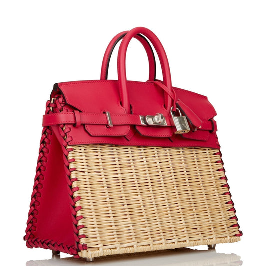 Hermes Picnic Sellier Birkin Framboise Swift Palladium Hardware Handbag Travel Bag