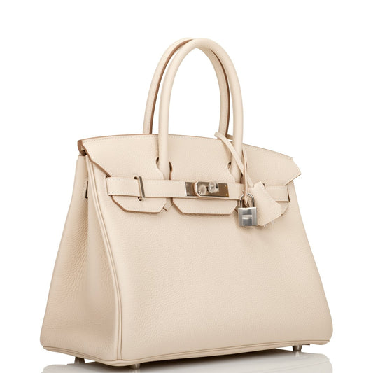Hermes Birkin Craie Togo Palladium Hardware Handbag Travel Bag Palladium Hardware