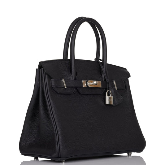 Hermes Birkin Togo Palladium Hardware Handbag Black Travel Bag 24