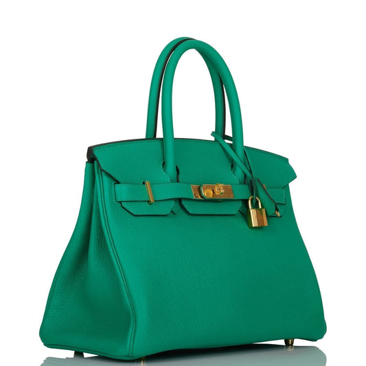 Hermes Birkin Menthe Clemence Hardware Handbag Gold Travel Bag Gold Hardware
