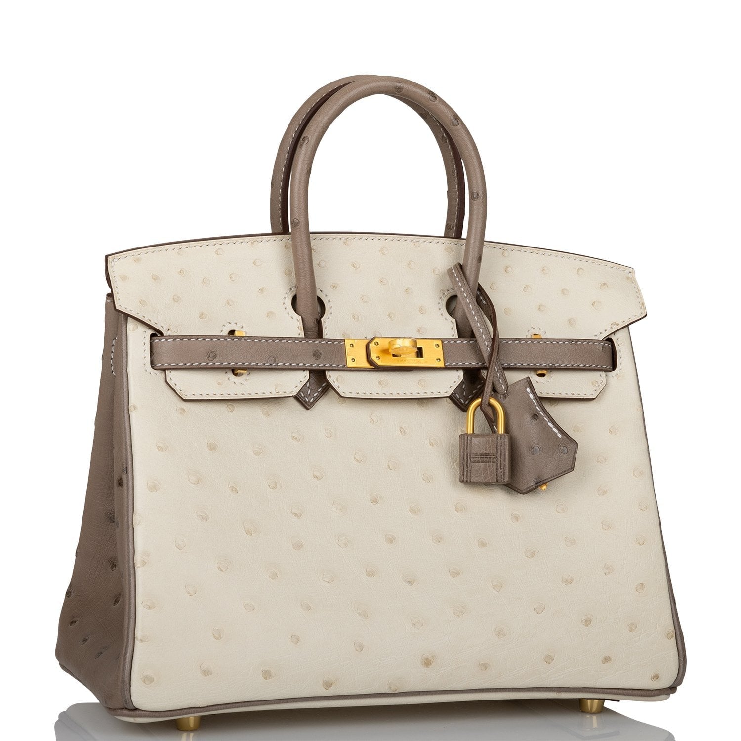 Hermes Birkin Beton And Gris Asphalte Ostrich Brushed Gold Travel Bag