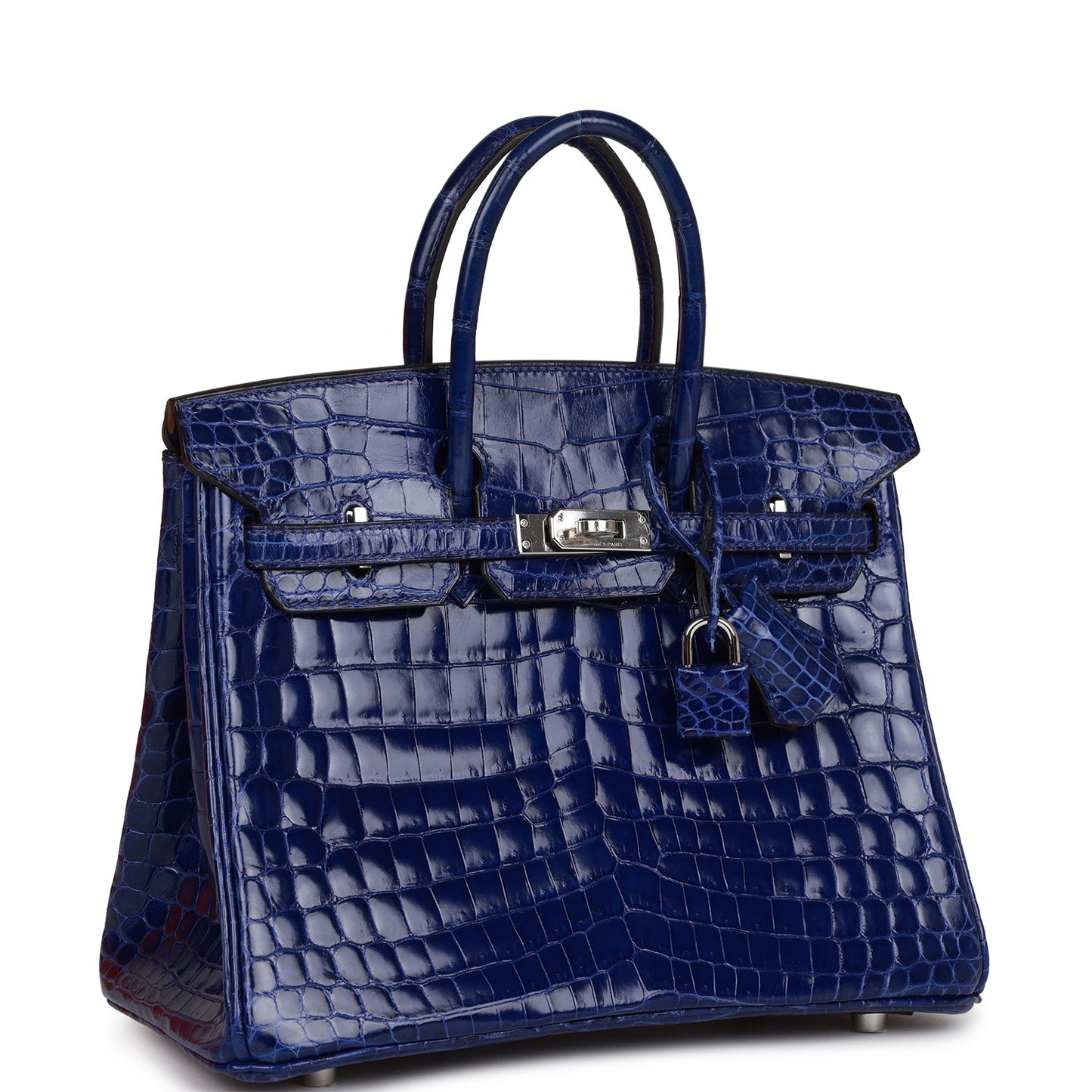 Hermes Birkin Bleu Electric Shiny Niloticus Crocodile Palladium Travel Bag